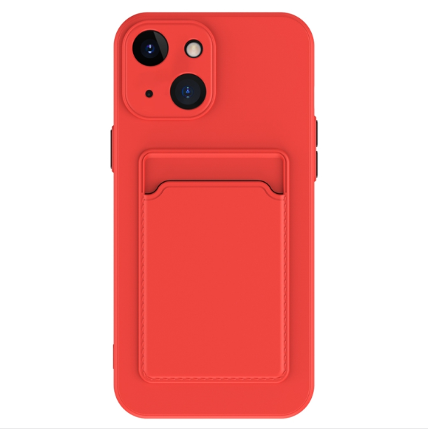 Skin Feel Card Slot Contrast Colour Button TPU Phone Case - For iPhone 15 - mosaccessories